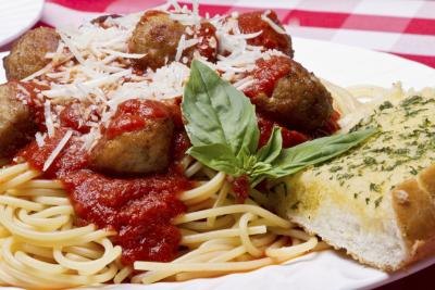 Italian pasta and meatballs
