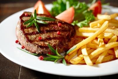 Grilled steak with french fries. Grilled steak with french fries.