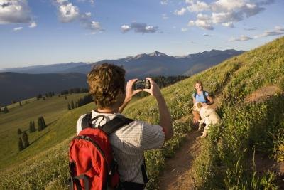 Man taking photo on hike
