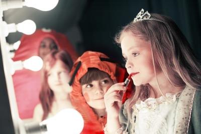 Girl playing with makeup