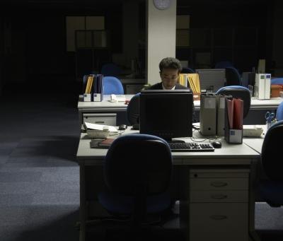 Man working after hours