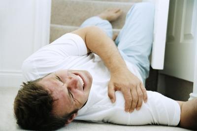 Man falling down stairs