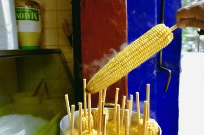 Corn on the cob food booth at fair
