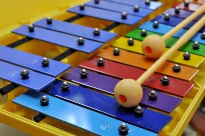 Xylophone and rhythm sticks.