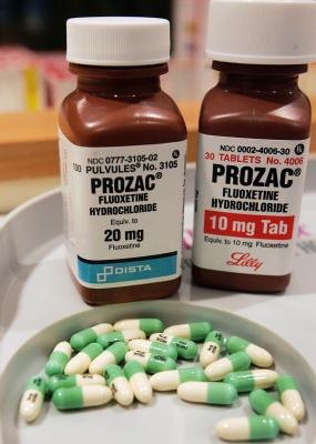 Prozac bottles and tablets