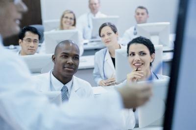 Medical students in classroom.