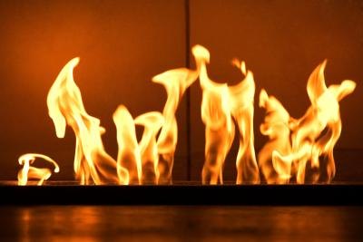 Flames in a brick oven