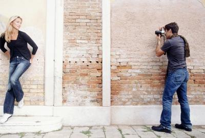 Photographer on fashion photo shoot