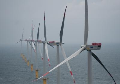 An offshore wind farm in Borkum, Germany.