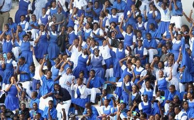 Bahamain school children in National Stadium in Nassau