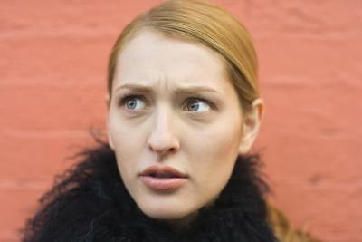 Woman with a confused expression