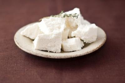 Small plate of fresh chèvre cheese