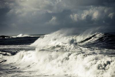 Waves crashing on shore