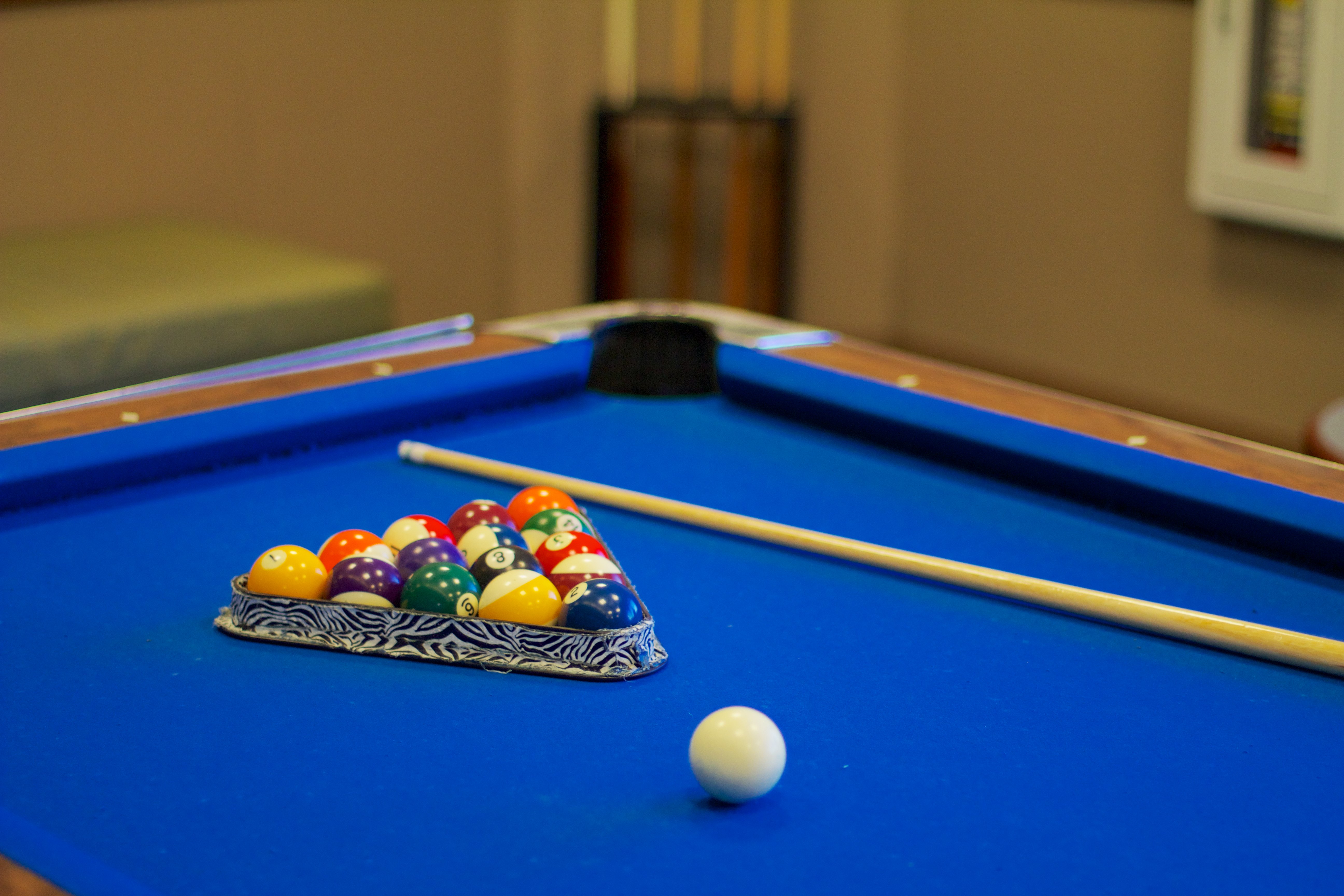 pool balls set up