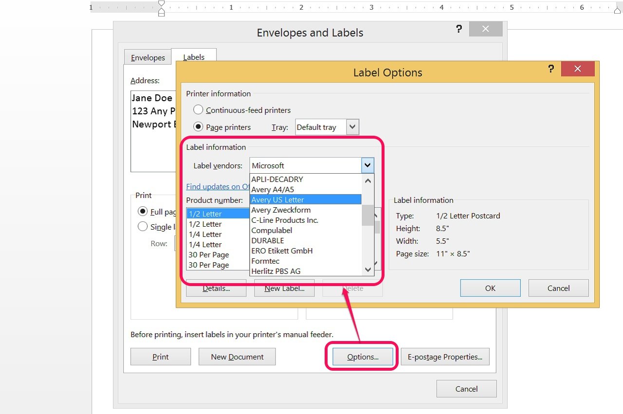 How To Set Label Size In Word