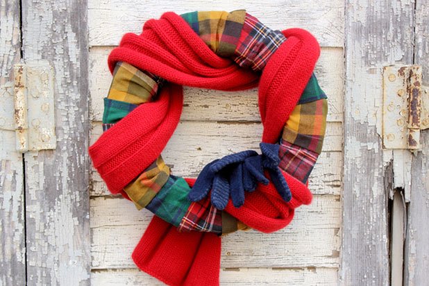 Flannel and Scarf Autumn Wreath Flannel and Scarf Autumn Wreath
