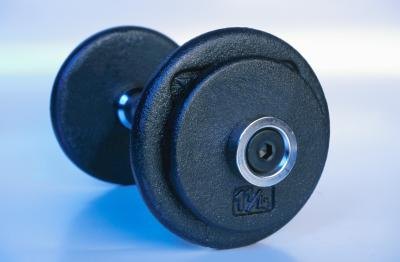 Turn dumbbells on end for floor pullovers. Turn dumbbells on end for floor pullovers.