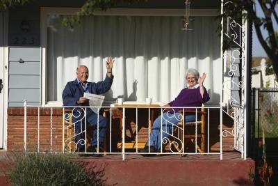 Old couple on porch. Old couple on porch.