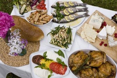 Food platters at outdoor party Food platters at outdoor party