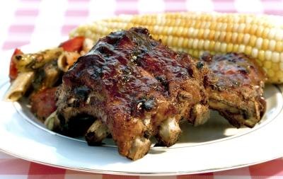 Pork baby back ribs on plate Pork baby back ribs on plate