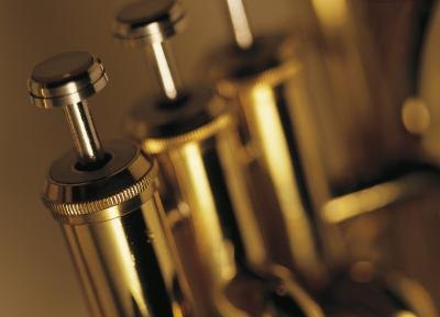 Brass instruments, such as the trumpet, use keys and valves to produce different sounds. Brass instruments, such as the trumpet, use keys and valves to produce different sounds.