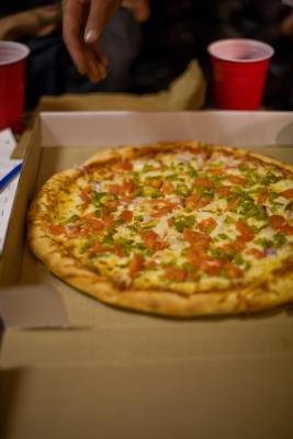 Pizza is a high carb food. Pizza is a high carb food.