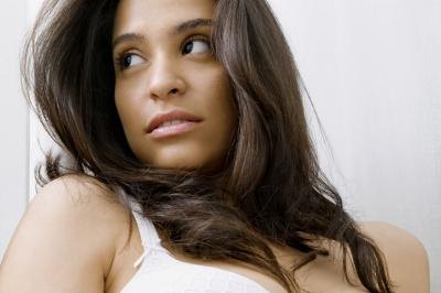 Woman with concerned look on face Woman with concerned look on face