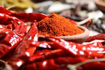Dried red chili peppers and chilli powder Dried red chili peppers and chilli powder