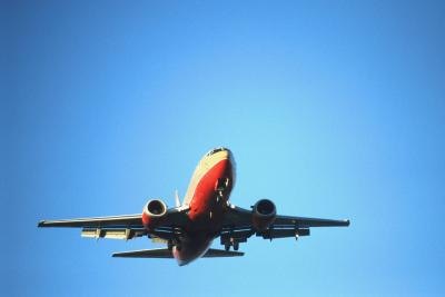 Airplane in the blue sky. Airplane in the blue sky.