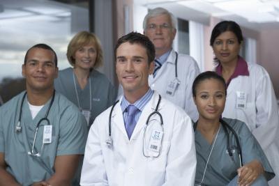 Medical staff inside hospital. Medical staff inside hospital.