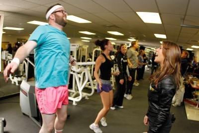 Trainer Jillian Michaels leading workout Trainer Jillian Michaels leading workout