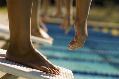 Swimmers on the starting block Swimmers on the starting block