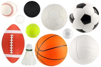 Assorted balls and equipment. Assorted balls and equipment.