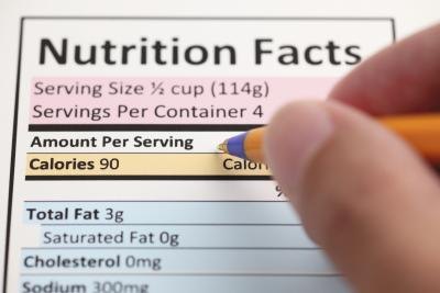 Pen on a nutrition label Pen on a nutrition label