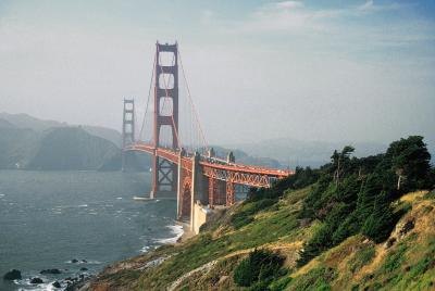 The Golden Gate Bridge in San Francisco on the pacific coast. The Golden Gate Bridge in San Francisco on the pacific coast.