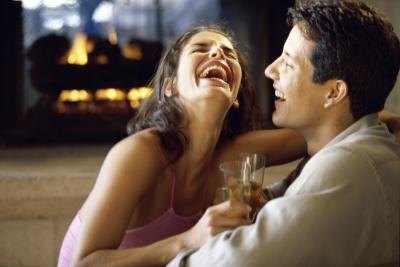 Couple laughing together. Couple laughing together.
