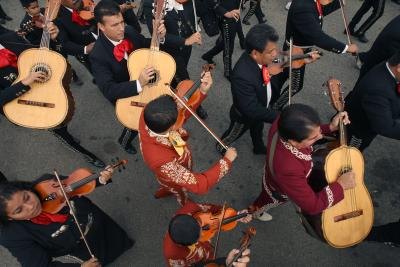 Mariachi's in parade procession to honor Saint Cecilia in Los Angeles, CA. Mariachi's in parade procession to honor Saint Cecilia in Los Angeles, CA.
