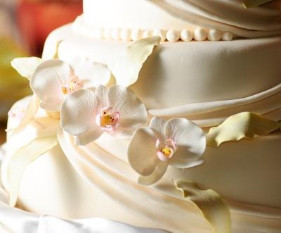 A white wedding anniversary cake. A white wedding anniversary cake.
