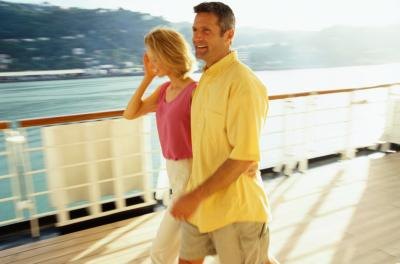 Couple on deck of cruise ship Couple on deck of cruise ship