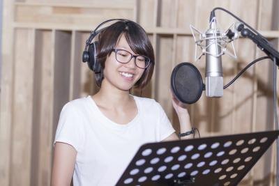 woman in recording studio woman in recording studio