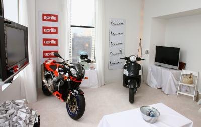 Aprilia and Vespa on display in New York City hotel room Aprilia and Vespa on display in New York City hotel room