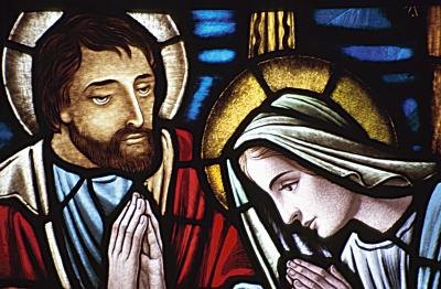 Stained glass of the Virgin Mary.