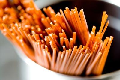 Wheat pasta in bowl