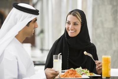 Arabic couple eating together