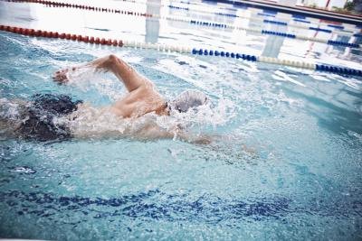 Man swimming laps