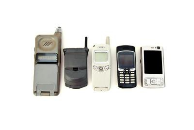 Cell phone variety from old to new. Cell phone variety from old to new.
