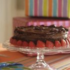 Mousse cake on a rustic wooden table