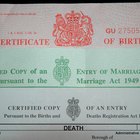 Birth, marriage and death certificates