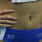 Close-up of a piercing in the navel