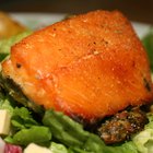 Fried salmon with steamed vegetable